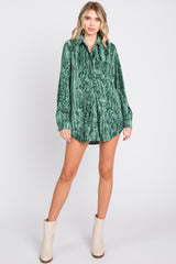 Green Embossed Floral Velvet Blouse