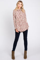 Cream Floral Corduroy Maternity Button Up Top