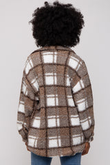 Brown Plaid Sherpa Jacket