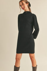 Black Chunky Knit Maternity Sweater Dress