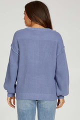 Periwinkle Front Button Knit Maternity Sweater