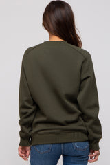 Olive Pullover Maternity Terry Crewneck