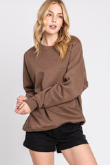 Brown Pullover Maternity Terry Crewneck