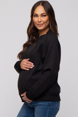 Black Pullover Maternity Terry Crewneck