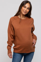 Camel Pullover Maternity Terry Crewneck