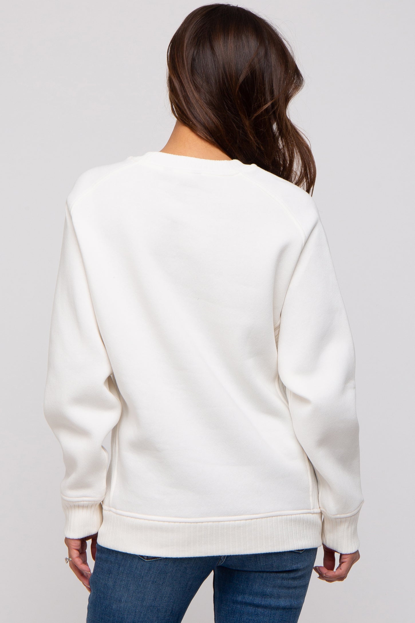 Ivory Pullover Maternity Terry Crewneck