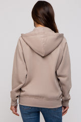 Taupe Front Zipper Hooded Maternity Sweater