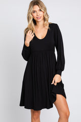 Black Long Puff Sleeve Maternity Dress