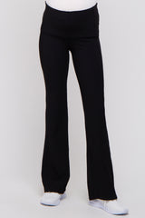 Black Ribbed Maternity Flared Leggings