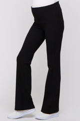 Black Ribbed Maternity Flared Leggings