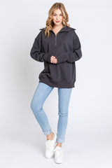 Charcoal High-Neck Fleece Pullover