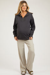 Charcoal High-Neck Maternity Fleece Pullover