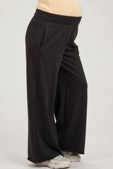 Black Soft Fleece Wide Leg Maternity Lounge Pants