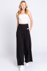 Black Soft Fleece Wide Leg Lounge Pants