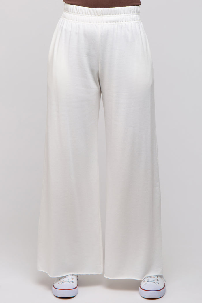 Ivory Soft Fleece Wide Leg Lounge Pants