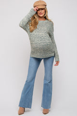 Light Olive Open Weave Maternity Sweater