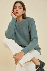 Sage Knit Side Slit Sweater