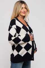 Black Argyle Soft Knit Maternity Cardigan