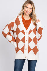 Camel Argyle Soft Knit Maternity Cardigan