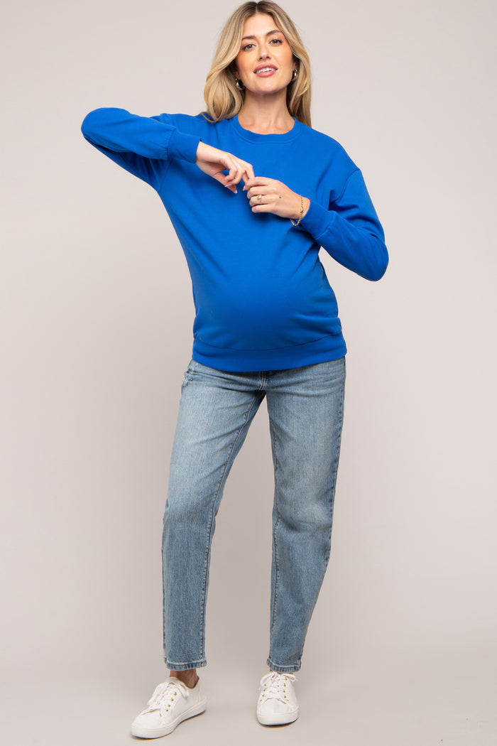 Royal Blue Pullover Maternity Sweatshirt