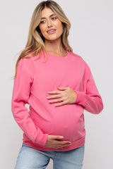 Pink Pullover Maternity Sweatshirt