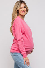 Pink Pullover Maternity Sweatshirt