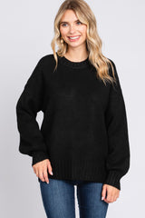 Black Ribbed Cuff Maternity Sweater