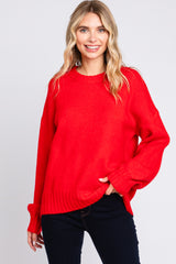 Red Ribbed Cuff Maternity Sweater