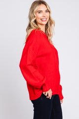 Red Ribbed Cuff Sweater