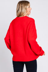 Red Ribbed Cuff Sweater