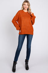 Rust Ribbed Cuff Sweater