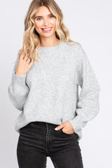 Silver Ribbed Cuff Sweater