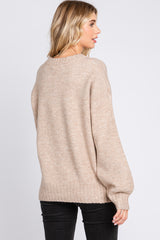 Taupe Ribbed Cuff Sweater