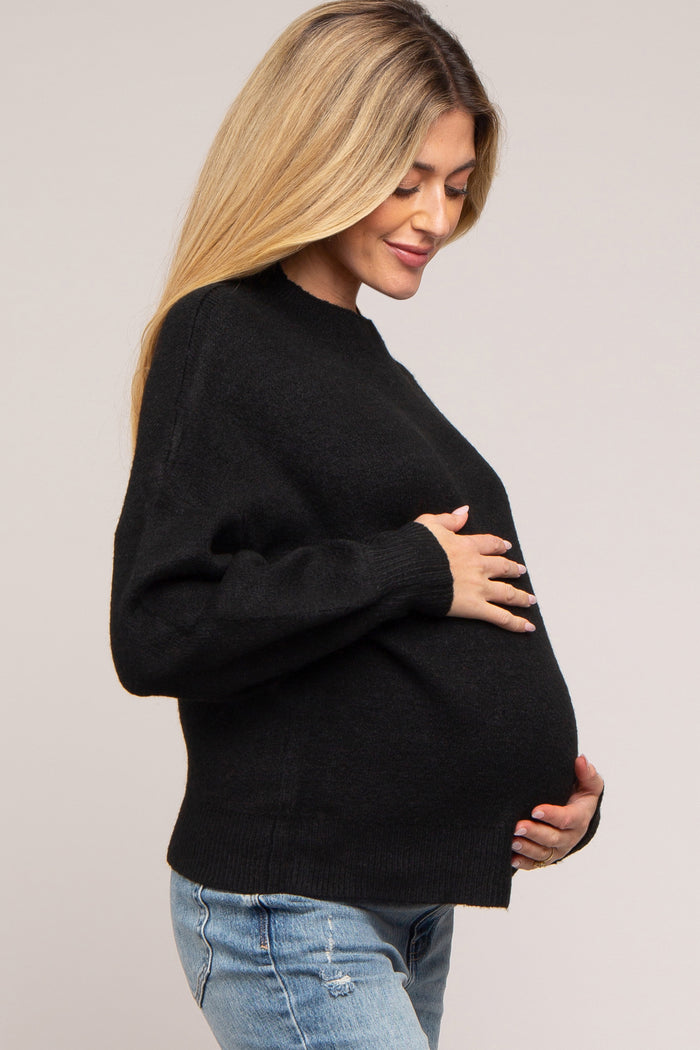 Black Bubble Sleeve Maternity Sweater