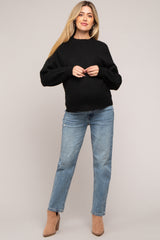 Black Bubble Sleeve Maternity Sweater