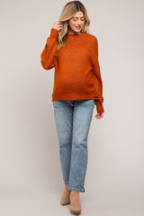 Camel Bubble Sleeve Maternity Sweater