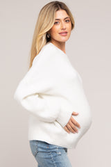 Ivory Bubble Sleeve Maternity Sweater