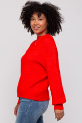 Red Bubble Sleeve Sweater