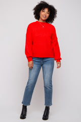 Red Bubble Sleeve Sweater