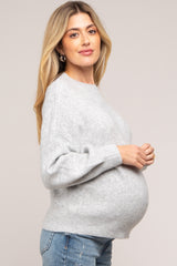 Silver Bubble Sleeve Maternity Sweater