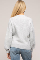 Silver Bubble Sleeve Maternity Sweater