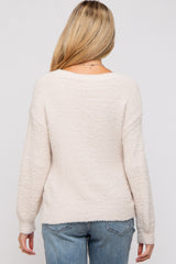 Beige Fuzzy Soft Knit Maternity Sweater