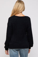 Black Fuzzy Soft Knit Maternity Sweater