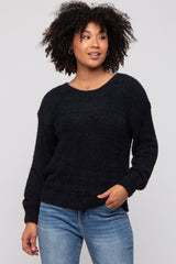 Black Fuzzy Soft Knit Sweater