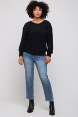 Black Fuzzy Soft Knit Sweater