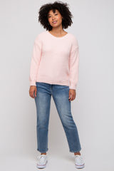 Light Pink Fuzzy Soft Knit Sweater