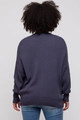 Navy Basic Ribbed Cardigan Sweater