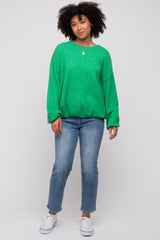 Green Basic Drop Shoulder Maternity Sweater