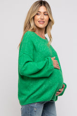 Green Basic Drop Shoulder Maternity Sweater