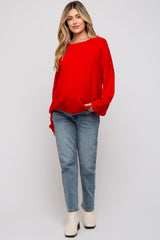 Red Basic Drop Shoulder Maternity Sweater